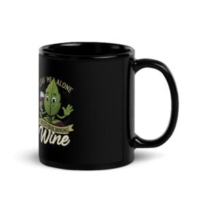 Shop leaf me alone black glossy mug